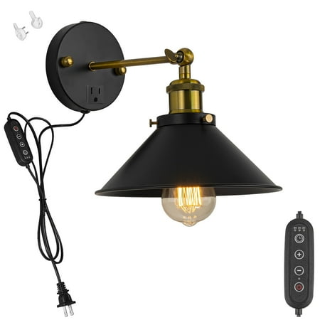 FSLiving Macaron Black Metal Wall Sconce with 3 Prong Outlet Dimmable and Adjustable Angle Wall Lamp Lighting Fixture with 5.9ft Plug in Cord Small Nightstand Light for Dresser Bedroom - 1 Pack
FSLiving Macaron Black Metal Wall Sconce with 3 Prong Outlet Dimmable and Adjustable Angle Wall Lamp Lighting Fixture with 5.9ft Plug in Cord Small Nightstand Light for Dresser Bedroom - 1 Pack