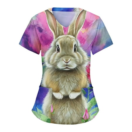 Women Comfotable Cartoon Animals Printing Short Sleeve V-Neck Holiday Cute Working Scrubs Top Blouse Tops With Pockets Ladies Dailywear
Women Comfotable Cartoon Animals Printing Short Sleeve V-Neck Holiday Cute Working Scrubs Top Blouse Tops With Pockets Ladies Dailywear