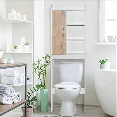 GEROBOOM And Mattress Ace Over The Toilet Rack (Natural Oak + Dark Gray)