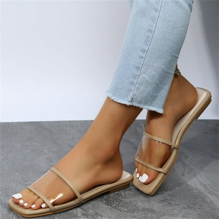 Cathalem Ladies Fashion Summer Transparent Flat Bottom Square Head Slippers Womens Soft Slippers Beige 7
Cathalem Ladies Fashion Summer Transparent Flat Bottom Square Head Slippers Womens Soft Slippers Beige 7