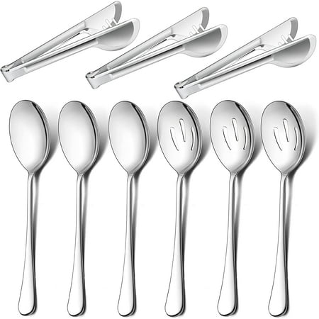 Vesteel 9 Piece Serving Set 9.8 Inch Stainless Steel Silver Buffet Banquet Catering Serving Spoons Tongs Set Dishwasher Safe
Vesteel 9 Piece Serving Set 9.8 Inch Stainless Steel Silver Buffet Banquet Catering Serving Spoons Tongs Set Dishwasher Safe