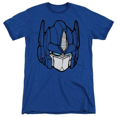 Trevco Sportswear HBRO193-AR-6 Transformers & Optimus Head-Adult Ringer T-Shirt, Royal Blue - 3X