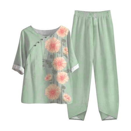 Women Summer Outfits Linen Suits Cotton Half Sleeve Shirt Tops Wide Leg Trousers Pant Two Pieces Lounge Pajamas Sets Womens Clothes
Women Summer Outfits Linen Suits Cotton Half Sleeve Shirt Tops Wide Leg Trousers Pant Two Pieces Lounge Pajamas Sets Womens Clothes