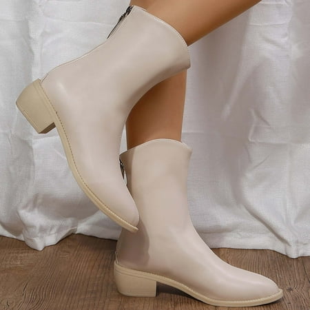 Qiaocaity Women Shoes on Clearance Up to 20% off Women s Fashion Solid Color Mid Calf Boots Chunky Heel Middle Heel Pointed Toe Back Zipper Boots Beige 37
Qiaocaity Women Shoes on Clearance Up to 20% off Women s Fashion Solid Color Mid Calf Boots Chunky Heel Middle Heel Pointed Toe Back Zipper Boots Beige 37