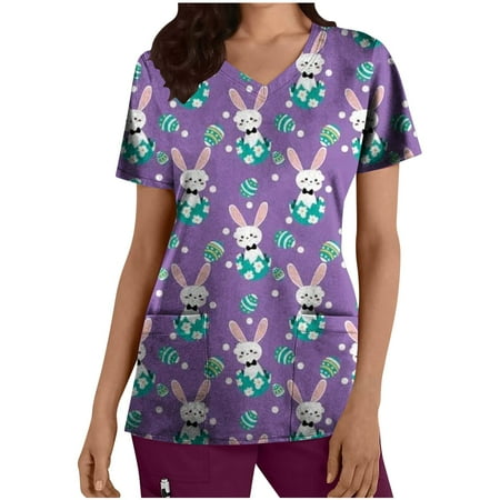 LWZWM Scrubs Tops Easter Short Sleeve Nurses Uniform Tops for Women Summer V-Neck Working Blouse with Pockets Fashion Heart Egg Print Tunic Tops Working TShirt Tops for Nursing Gifts Purple L
LWZWM Scrubs Tops Easter Short Sleeve Nurses Uniform Tops for Women Summer V-Neck Working Blouse with Pockets Fashion Heart Egg Print Tunic Tops Working TShirt Tops for Nursing Gifts Purple L
