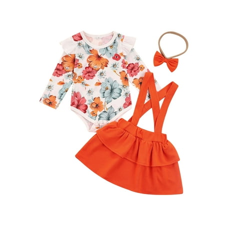 Gureui 3pcs Baby Girls Casual Outfit Flora Print Fly Sleeve Round Neck Romper + Solid Color Suspender Skirt + Bow Headband Clothes Sets
Gureui 3pcs Baby Girls Casual Outfit Flora Print Fly Sleeve Round Neck Romper + Solid Color Suspender Skirt + Bow Headband Clothes Sets