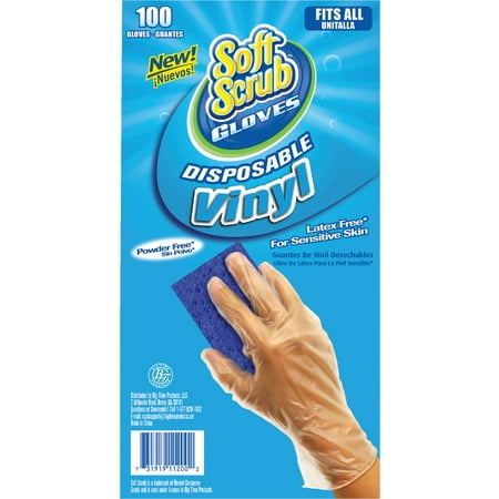 1PK Soft Scrub 1 Size Fits All Vinyl Disposable Glove (100-Pack)