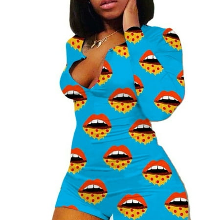 Women s V-Neck Bodysuit Jumpsuits Print Short Onesies Stretch Long Sleeve Pajama Romper
Women s V-Neck Bodysuit Jumpsuits Print Short Onesies Stretch Long Sleeve Pajama Romper