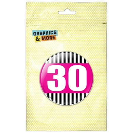 Birthday Stripes Pink 30 Refrigerator Button Magnet