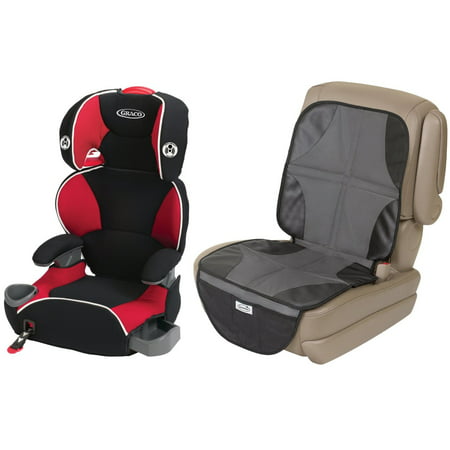 Graco AFFIX Youth Booster Seat with Latch System & Car Seat Mat Protector, Atomic