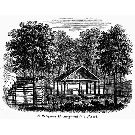Virginia Religious Camp Na Religious Encampment In A Forest In Virginia Wood Engraving American C1856 Rolled Canvas Art - (24 x 36)