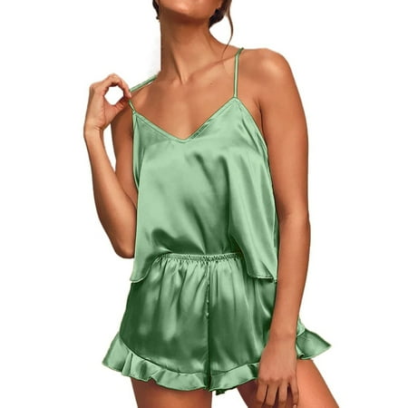 Qcmgmg Women s Loungewear Silk Pj Sets Sleepwear Pjs Solid Color Cami And Shorts Pajamas Set
Qcmgmg Women s Loungewear Silk Pj Sets Sleepwear Pjs Solid Color Cami And Shorts Pajamas Set