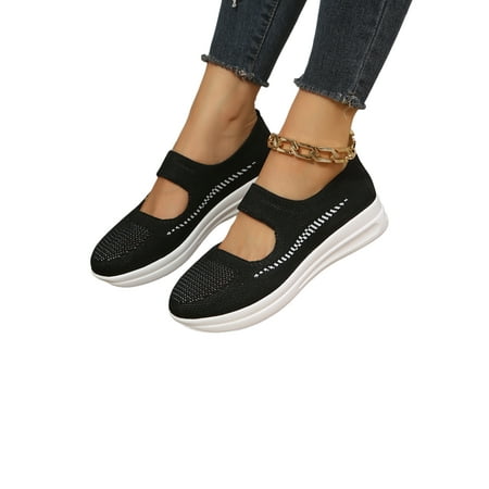 SIMANLAN Womens Sneakers Comfort Flats Mesh Casual Shoes Women Breathable Walking Shoe Slip On Mary Jane Black 5 
SIMANLAN Womens Sneakers Comfort Flats Mesh Casual Shoes Women Breathable Walking Shoe Slip On Mary Jane Black 5