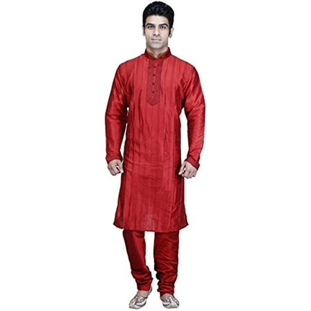 Royal Men s Pintuck Jacquard Silk Blend Kurta & Churidaar Set