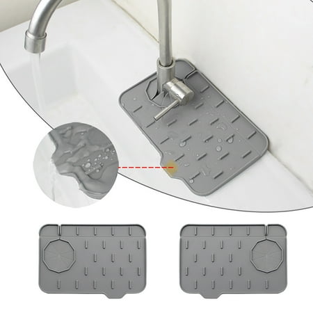 Riguas Non-slip Faucet Splash Mat Effort-saving Waterproof Slope Groove Design Sink Drying Pad Kitchen Supplies