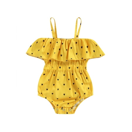Canrulo Infant Baby Girl Romper Heart Shape Print Off Shoulder Ruffled Spaghetti Strap Jumpsuit Summer Beachwear Yellow 18-24 Months
Canrulo Infant Baby Girl Romper Heart Shape Print Off Shoulder Ruffled Spaghetti Strap Jumpsuit Summer Beachwear Yellow 18-24 Months