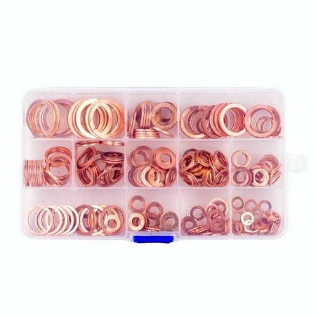 280Pcs/Set Copper Sealing Washer Solid Gaskets Flat Seal Ring Kit for Boat