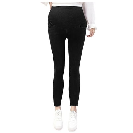 

Jeans for Women Women s Nine Minutes Of Small Leg Pants Adjustable Head Maternity Belly Jeans Cotton Blend Simple Long Sleeve Shirts for Women Black