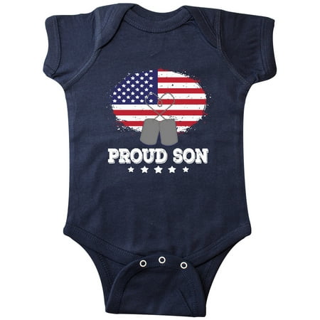 Inktastic Military Proud Son US Flag Gift Baby Boy or Baby Girl Bodysuit
