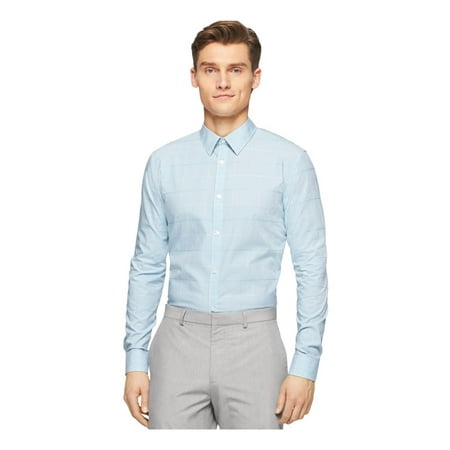 Calvin Klein Mens Fine Check Cord Button Up Shirt