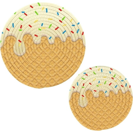 Hyjoy Ice Cream Texture Trivets Pot Holders 2 Pack Hot Pads Table Mats Placemats Set for Cooking and Baking Cotton Braided Hot Pads 7in+9in
Hyjoy Ice Cream Texture Trivets Pot Holders 2 Pack Hot Pads Table Mats Placemats Set for Cooking and Baking Cotton Braided Hot Pads 7in+9in