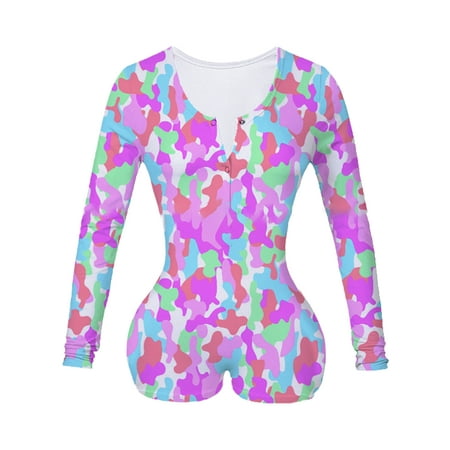 AMILIEe Long Sleeve Pajamas Onesies for Women Jumpsuit Romper Sleepsuits