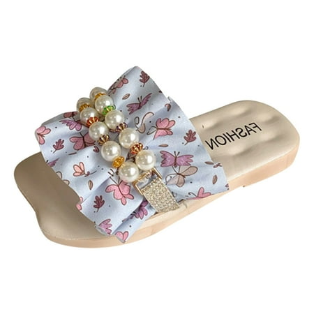 LBECLEY Slippers Little Girls Children Slippers Fashion Floral Ruffle Pearl Flat Bottom Flip Flop Fashion Beach Slippers Toddler Girl Summer Sandals Blue 28
LBECLEY Slippers Little Girls Children Slippers Fashion Floral Ruffle Pearl Flat Bottom Flip Flop Fashion Beach Slippers Toddler Girl Summer Sandals Blue 28