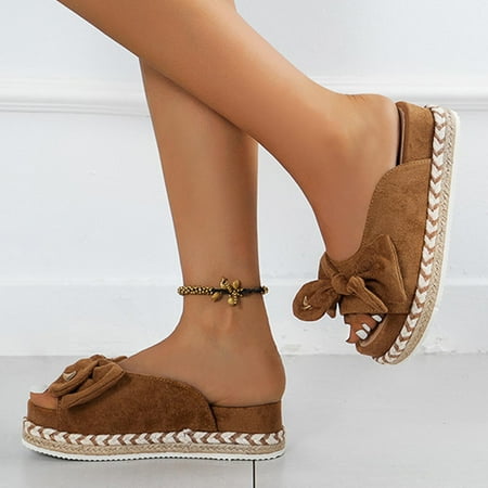 Holiday Savings 2022! Rourlinge Summer Ladies Slippers Thick Soled Sandals Casual Women Shoes Bow Fish Mouth Slippers Khaki 38
Holiday Savings 2022! Rourlinge Summer Ladies Slippers Thick Soled Sandals Casual Women Shoes Bow Fish Mouth Slippers Khaki 38