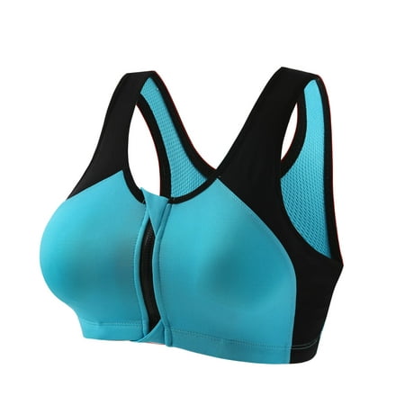 

Hfyihgf On Clearance High Impact Zip in Front Sports Bras for Women Push Up Wirefree Bra Zipper Closure Padded Racerback Workout Running Yoga Bra(Sky Blue S)