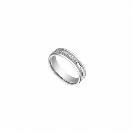 6 mm Comfort Fit Fancy Milgrain Wedding Band 14K White Gold - Size 6