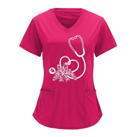 Funicet Plus Size Tops for Women Scrubs Tops Plus Size Working Uniform With Pockets Short Sleeve V-neck Nursing Uniform Cute Printed Blouse
Funicet Plus Size Tops for Women Scrubs Tops Plus Size Working Uniform With Pockets Short Sleeve V-neck Nursing Uniform Cute Printed Blouse