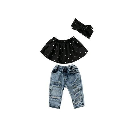 Toddler Kids Baby Girls Summer Black Blouse Top Hole Casual Denim Pants Outfits Set
Toddler Kids Baby Girls Summer Black Blouse Top Hole Casual Denim Pants Outfits Set
