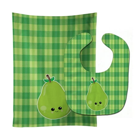 Carolines Treasures BB6986STBU Pear Face Baby Bib and Burp Cloth 11 x 18 multicolor