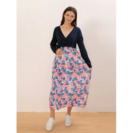 Women s Maternity Casual Stitching Dress With Flower Print V-neck Knotted Dress For Autumn And Spring Breastfeeding Nursing
Women s Maternity Casual Stitching Dress With Flower Print V-neck Knotted Dress For Autumn And Spring Breastfeeding Nursing