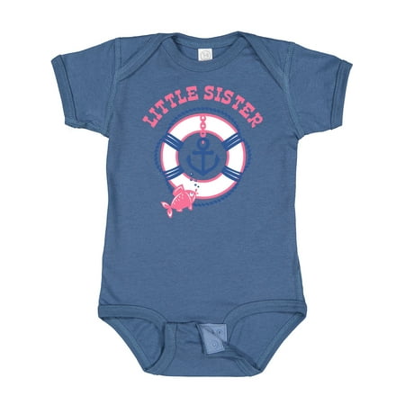 Inktastic Nautical Little Sister Gift Baby Girl Bodysuit