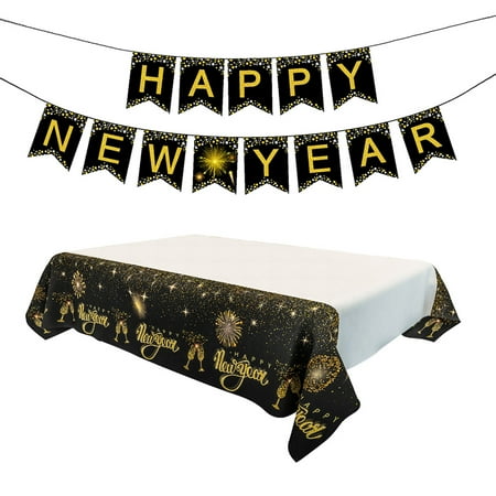 HOMEMAXS HAPPY NEW YEAR Tablecloth Banner Set Disposable Table Cover Picnic Table Cloth Bunting Party Supplies (Black Gold)
HOMEMAXS HAPPY NEW YEAR Tablecloth Banner Set Disposable Table Cover Picnic Table Cloth Bunting Party Supplies (Black Gold)
