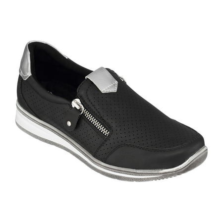 GC Shoes Women s Perforated Faux Leather Zipper Fashion Sneakers Ladies Comfortable Slip On Casual Footwear Sixty/Black/8
GC Shoes Women s Perforated Faux Leather Zipper Fashion Sneakers Ladies Comfortable Slip On Casual Footwear Sixty/Black/8