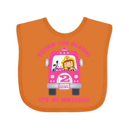 Inktastic Fire Truck Girl 2nd Birthday Gift Baby Girl Bib