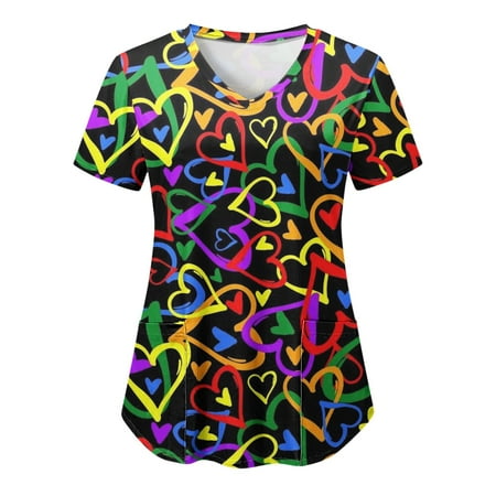 Women Scrubs Top Working Uniform Nurses Workwear Fashion Casual V-Neck Valentine s Day Love Heart Printed Short Sleeve Protective Clothing Graphic Tees
Women Scrubs Top Working Uniform Nurses Workwear Fashion Casual V-Neck Valentine s Day Love Heart Printed Short Sleeve Protective Clothing Graphic Tees