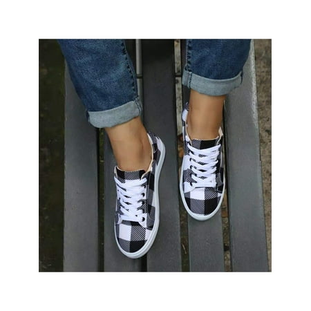 Lumento Women s Canvas Sneakers Comfort Casual Shoes Plaid Flats Non-slip Walking Shoe Sports Breathable Lace Up Sneaker Black 4.5
Lumento Women s Canvas Sneakers Comfort Casual Shoes Plaid Flats Non-slip Walking Shoe Sports Breathable Lace Up Sneaker Black 4.5