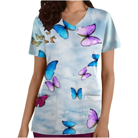 CYMMPU Short Sleeve Scrub_Tops with Pockets Clearance Women s Nurse Uniform Workwear V-Neck Working Uniform Trendy Clothing Shirts Summer Tunic Fashion Retro Butterfly Printing Light Blue XXL
CYMMPU Short Sleeve Scrub_Tops with Pockets Clearance Women s Nurse Uniform Workwear V-Neck Working Uniform Trendy Clothing Shirts Summer Tunic Fashion Retro Butterfly Printing Light Blue XXL