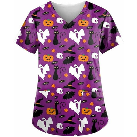 Women Scrubs Top Nurses Clothing Working Uniform Top Care Workwears Short Sleeve V-Neck Pumpkin Printed Top Fashion T-Shirts
Women Scrubs Top Nurses Clothing Working Uniform Top Care Workwears Short Sleeve V-Neck Pumpkin Printed Top Fashion T-Shirts