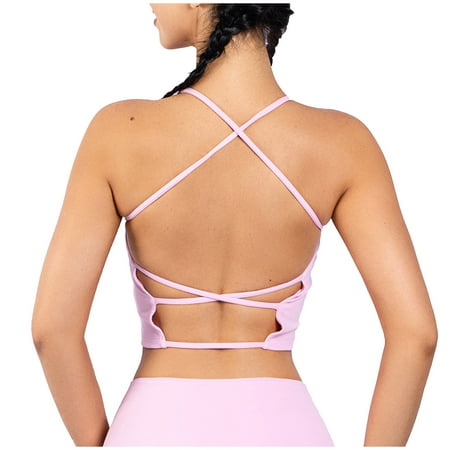 UDAXB Lingerie Women s Sports Bra Padded Cross Back Backless Sports Bra Crop Top For Yoga Fitness