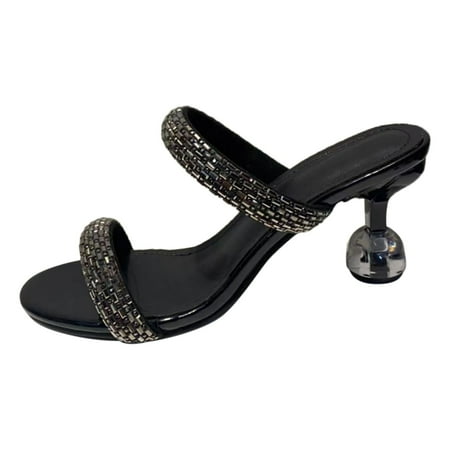 Larisalt Womens Sandals Women s Summer Sandal Shoes with Adjustable Ankle Buckle T-Strap Black
