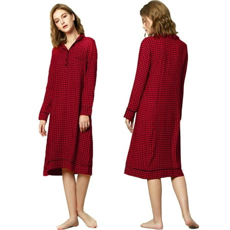 Hazel Tech Women s Long-sleeved Nightdress Lattice Casual Home Service