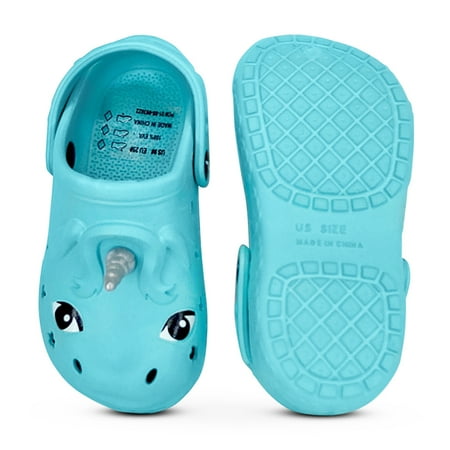 NORTY Toddler Girls Comfort Clogs Female Ankle Strap Sandals Aqua Unicorn