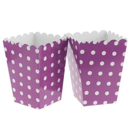 12 Pieces Dot Popcorn Boxes Snack Buckets Birthday Party Bags Purple