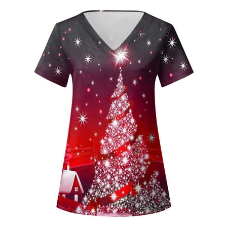 Women s Holiday Scrub Tops Ladies Casual Christmas Print Short Sleeve Pocket Loose Caring Workwear
Women s Holiday Scrub Tops Ladies Casual Christmas Print Short Sleeve Pocket Loose Caring Workwear