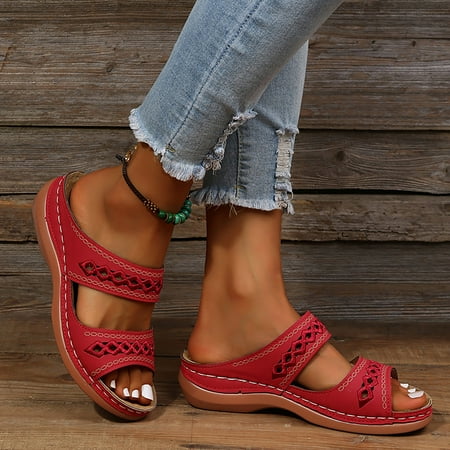 Sandal for Women Comfortable Women Summer Solid Color Slip On Casual Open Toe Wedges Soft Bottom Breathable Slippers Shoes Sandals(Color:Red Size:8)
Sandal for Women Comfortable Women Summer Solid Color Slip On Casual Open Toe Wedges Soft Bottom Breathable Slippers Shoes Sandals(Color:Red Size:8)
