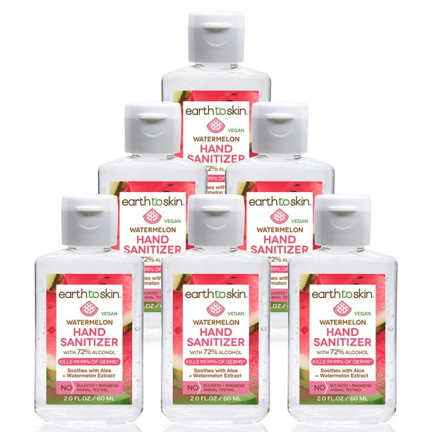 (6 Pack) Earth to Skin Hand Sanitizer Gel, 2 oz Watermelon